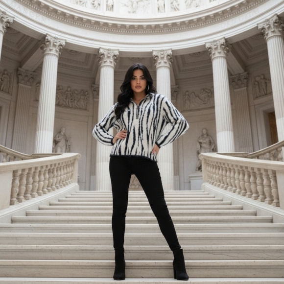 Ethyl Zebra Print Fuzzy Sweater Size XL - Picture 11 of 11